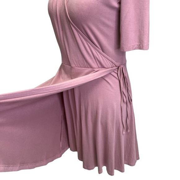 Asos Pink Short Sleeve Jersey Wrap Dress Size S - Picture 5 of 11